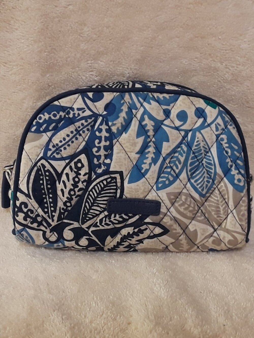 Vera Bradley Quilted Cosmetic Bag, Lined Interior, Zip Top, Santiago Retired